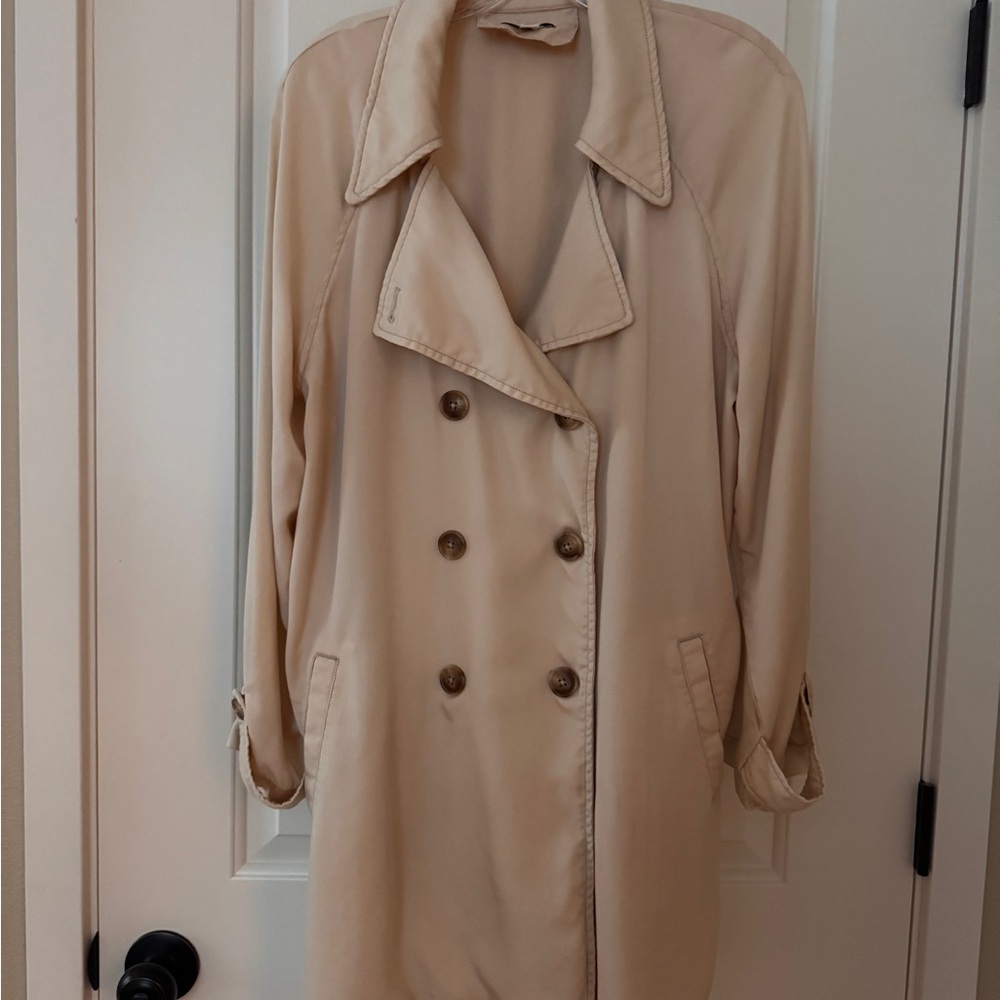 Evereve Lyocell Trench Coat Beige Size L